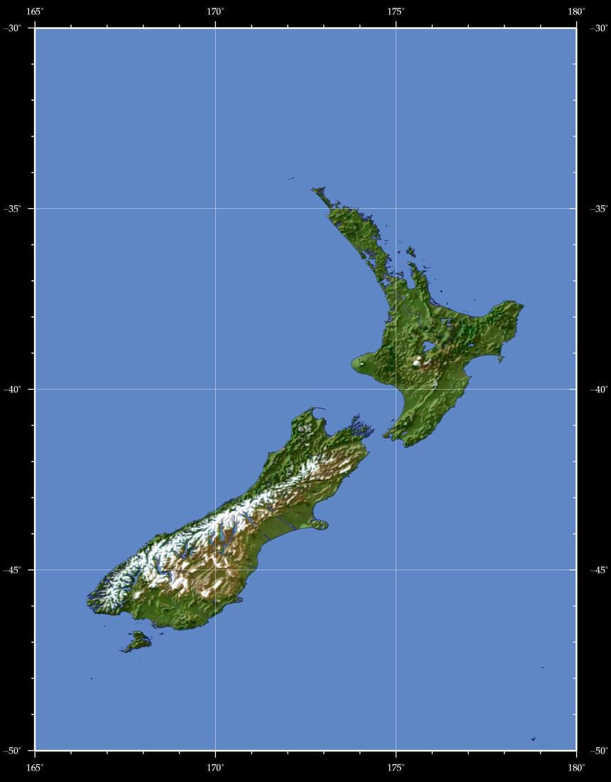 noua zeelandă pământ hartă