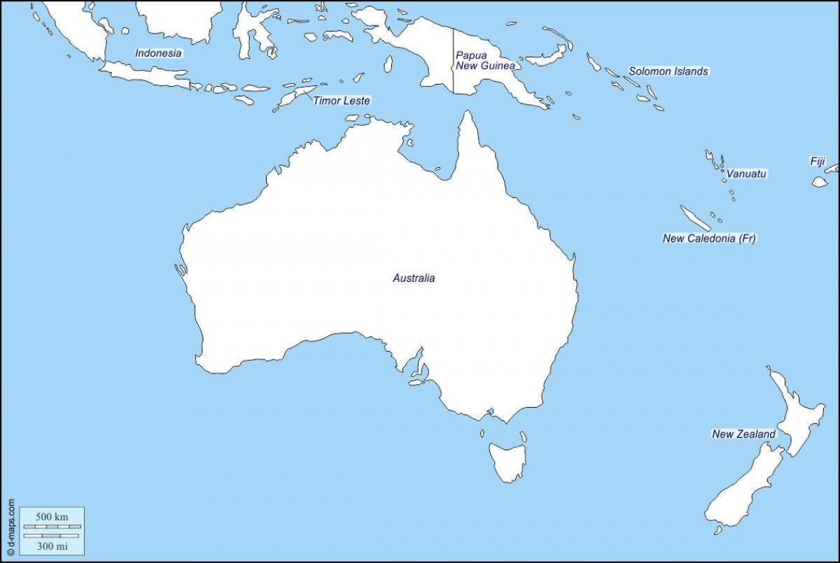 conturul hărții australia și noua zeelandă