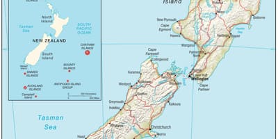 Harta noua zeelandă insula de nord cu distanța