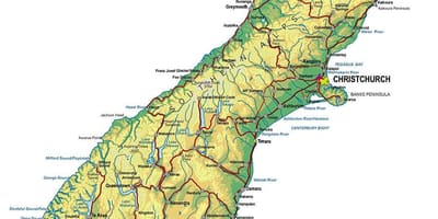 Harta turistică a insula de sud din noua zeelandă