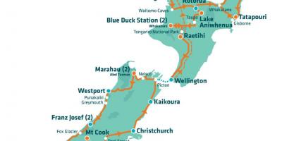 Noua zeelandă atracții turistice hartă